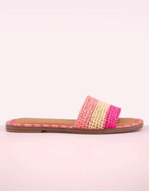Serena Raffia Pantoletten in Rosa.