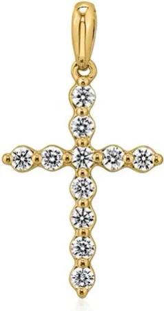 Damen Anhänger Kreuz aus Gelbgold mit Brillanten