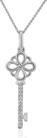 Damenkette mit Anhänger Schlüssel, Weißgold, Diamanten
