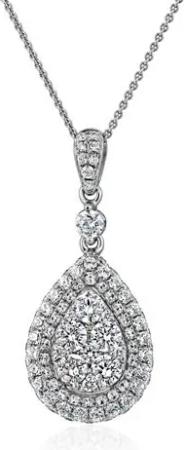 Damenkette mit Diamantanhänger Tropfen aus Weißgold