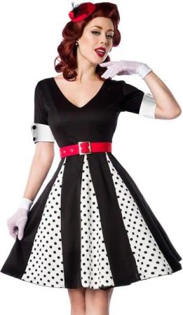 BELSIRA A-Linien-Kleid 50er Jahre Pin Up Rockabilly Kleid Jersey Retrokleid Godet-Minikleid