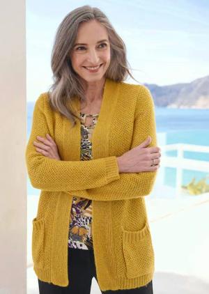 Strickjacke - honig - Gr. 44 von Goldner Fashion