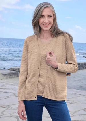 Strickjacke - beige - Gr. 23 von Goldner Fashion