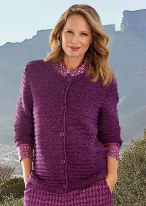 Strickjacke - beere - Gr. 54 von Goldner Fashion