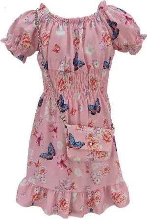 Girls Fashion Sommerkleid Mädchen Kleid Sommerkleid mit Tasche, K9532e