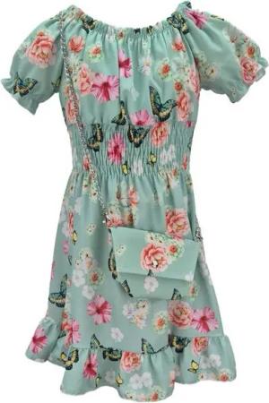 Girls Fashion Sommerkleid Mädchen Kleid Sommerkleid mit Tasche, K9532e