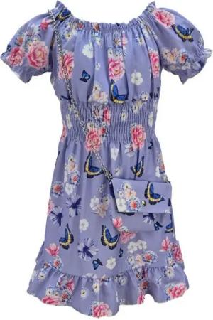 Girls Fashion Sommerkleid Mädchen Kleid Sommerkleid mit Tasche, K9532e