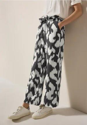 Cecil Damen Gemusterte Wide Leg Hose in Grau, Gr: XS
