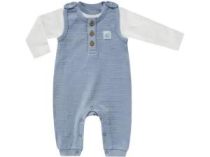 JACKY Strampler-Set NORDIC BOY taubenblau/offwhite