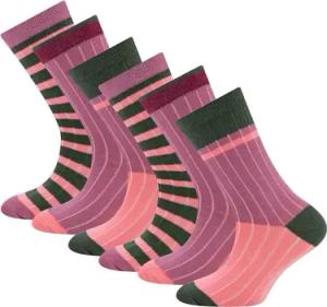 Ewers Socken 6er-Pack Rippe/Ringel pink
