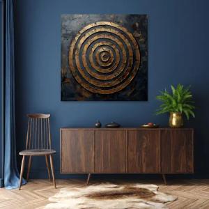 queence Kunstdruck "Goldene Kreise", Abstrakt-Abstrakte-Formen-Gemälde-Kunst, (1 St.), Premium-Leinwandstoff, Handarbeit aus Deutschland