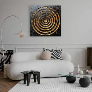 queence Leinwandbild "Goldfarbendes Gemälde", Abstrakt-Abstrakte-Formen-Gemälde-Kunst, (1 St.), Premium-Leinwandstoff, Handarbeit aus Deutschland