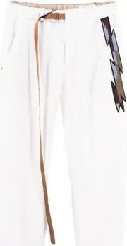 White Sand Hosen Marylin Hose mit Perlen-Patch Wei