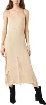 Vision Of Super Maxikleider Kleid aus feinem Sand mit Terrakotta-Flammen