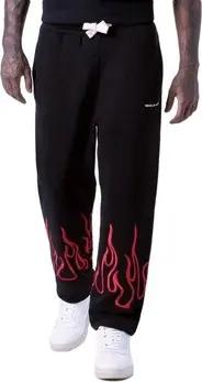 Vision Of Super  Hosen Schwarze Hose mit roten gestickten Flammen