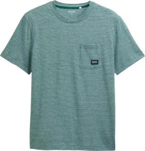 TOM TAILOR Herren T-Shirt mit Brusttasche, grün, Gestreift, Gr. XL