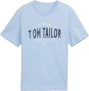 TOM TAILOR Herren T-Shirt mit Logo-Print, blau, Uni, Gr. L