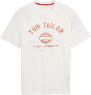 TOM TAILOR Herren T-Shirt mit Logo-Print, weiß, Uni, Gr. XXXL