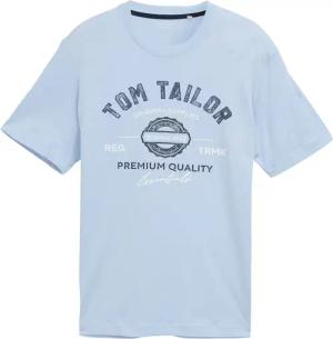 TOM TAILOR Herren T-Shirt mit Logo-Print, blau, Uni, Gr. XL