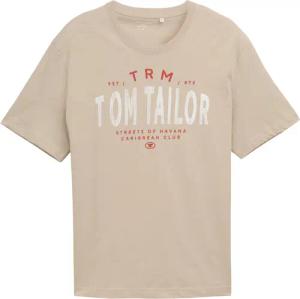 TOM TAILOR Herren Plus Size -T-Shirt mit Logo-Print, braun, Uni, Gr. 2XL