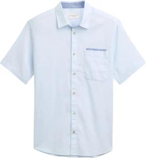 TOM TAILOR Herren Regular Fit Kurzarmhemd aus Baumwolle, blau, Meliert, Gr. XXL