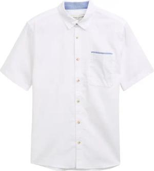 TOM TAILOR Herren Regular Fit Kurzarmhemd aus Baumwolle, weiß, Uni, Gr. XL
