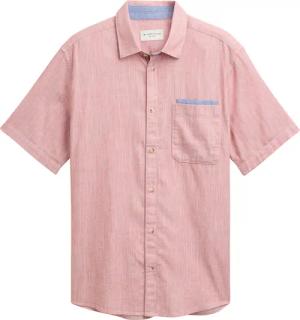 TOM TAILOR Herren Regular Fit Kurzarmhemd aus Baumwolle, rot, Meliert, Gr. M