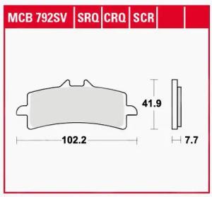 TRW Lucas Bremsbeläge Sintermetall Street MCB792SV 102,2x41,9x7,7mm