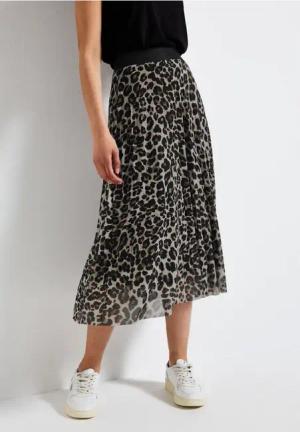 Street One Frauen Mesh Plissée Rock in Schwarz, Gr: 40