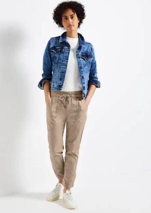 Street One Frauen Hose im Loose Fit in Beige, Gr: 40