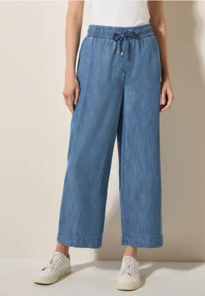Cecil Damen Wide Leg Lyocell-Hose in Blau, Gr: M