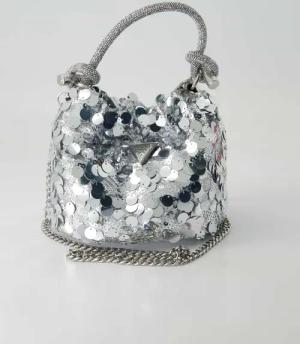 Guess Schuhe - Holiday Shine Top Handle Pouch Textil und Synthetik (Silber)
