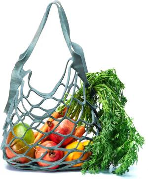 Leder-Netztasche, himmel
