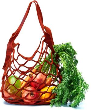 Leder-Netztasche, granatapfel