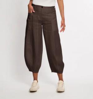7/8-Leinenhose mit weitem Bein, schokolade 36