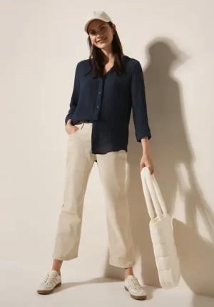 Cecil Damen Musselin Bluse in Blau, Gr: XL