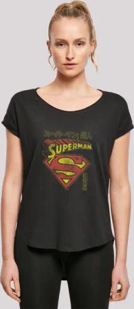 F4NT4STIC T-Shirt "Long Cut T-Shirt DC Comics Superman Shield", Damen,Premium Merch,Lang,Longshirt,Bedruckt