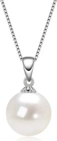 ROUGEMONT Perlenkette Edle Damen Perlen Halskette 925 Silber Süßwasserperlen Halskette 45cm, Hypoallergen