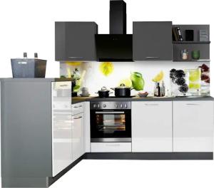 KOCHSTATION Winkelküche ""KS-Jena", vormontiert, Stellbreite 245x175 cm", mit Soft-Close-Funktion, wahlw. mit E-Geräten & Geschirrspüler