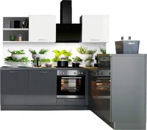 KOCHSTATION Winkelküche ""KS-Jena", vormontiert, Stellbreite 245x175 cm", mit Soft-Close-Funktion, wahlw. mit E-Geräten & Geschirrspüler