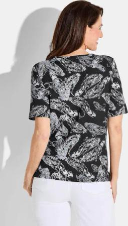 Shirt mit floralen Ornamenten - schwarz / weiß / gemustert - Gr. 50 von Goldner Fashion
