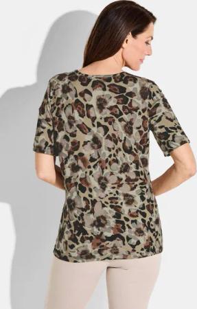 Shirt mit Blumen und Leomuster - beige / braun / gemustert - Gr. 23 von Goldner Fashion