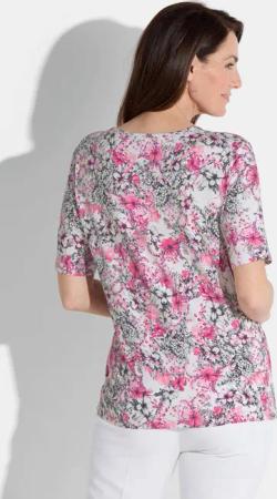 Shirt mit Blumenmuster - weiß / pink / schwarz / geblümt - Gr. 22 von Goldner Fashion