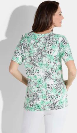 Shirt mit Blumenmuster - weiß / mint / schwarz - Gr. 54 von Goldner Fashion