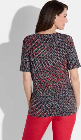 Shirt in dynamischem Tupfenprint - schwarz / grau / rot / gemustert - Gr. 24 von Goldner Fashion