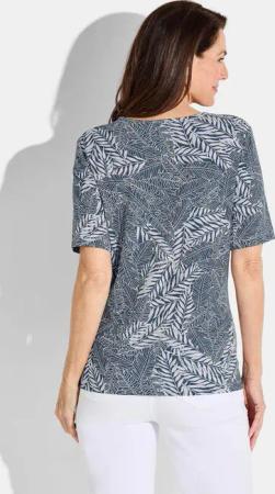 Jersey-Shirt im Blätter Print - marine / weiß - Gr. 24 von Goldner Fashion