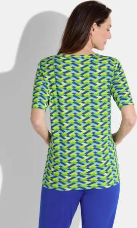 Shirt in geometrischem Print - grün / blau / gelb / gemustert - Gr. 24 von Goldner Fashion