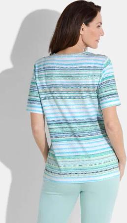 Shirt in Streifen-Optik - türkis / mint / weiß / gemustert - Gr. 40 von Goldner Fashion