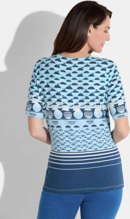 Shirt mit grafischem Alloverprint - blau / weiß / gemustert - Gr. 20 von Goldner Fashion