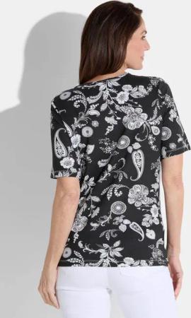 Shirt mit Blumenmuster - schwarz / weiß / gemustert - Gr. 42 von Goldner Fashion